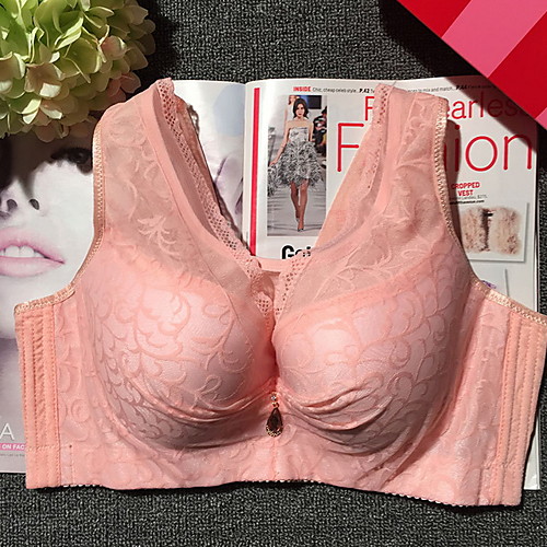 

Women's Bras & Bralettes Push-up 3/4 Cup Lace Solid Color Sexy Purple