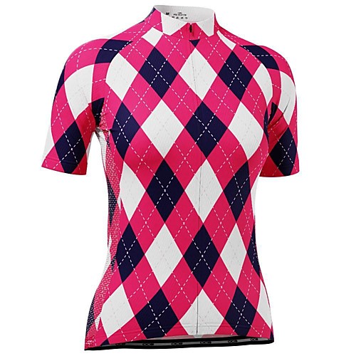 

21Grams Women's Short Sleeve Cycling Jersey Summer Spandex Polyester Red Plaid Checkered Bike Jersey Top Mountain Bike MTB Road Bike Cycling Quick Dry Moisture Wicking Breathable Sports Clothing