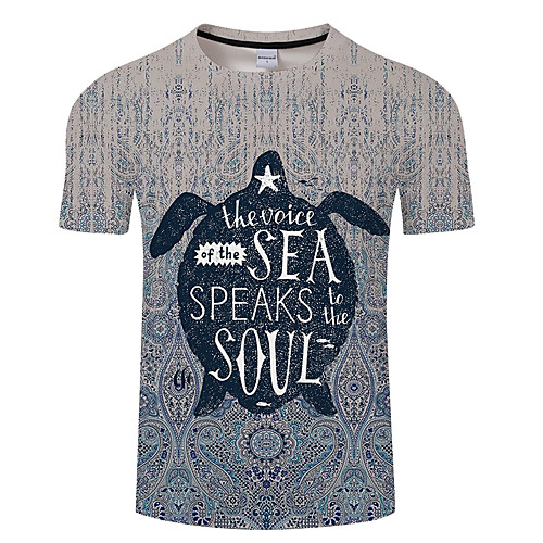 

Men's Unisex Tee T shirt 3D Print Graphic Prints Animal Plus Size 3D Print Print Short Sleeve Casual Tops Basic Designer Big and Tall Blue-Green Black Rainbow