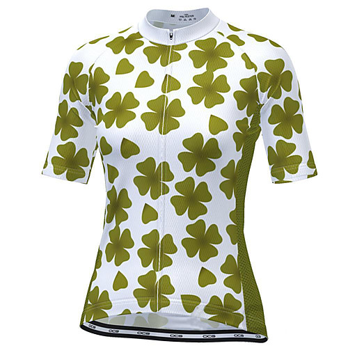 

21Grams Women's Short Sleeve Cycling Jersey Summer Spandex Polyester Green Leaf Hawaii Bike Jersey Top Mountain Bike MTB Road Bike Cycling Quick Dry Moisture Wicking Breathable Sports Clothing Apparel