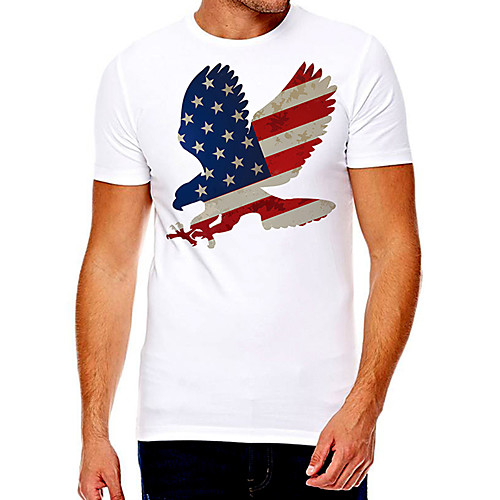 

Men's Unisex Tee T shirt Hot Stamping Graphic Prints Eagle Flag Plus Size Print Short Sleeve Casual Tops Cotton Basic Fashion Designer Big and Tall White