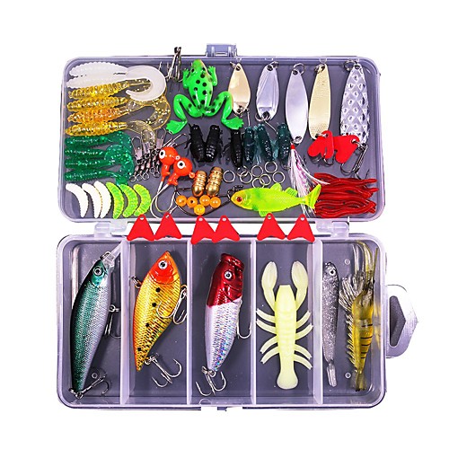 

77 pcs Lure kit Fishing Lures Soft Bait Jigs Spoons Minnow Popper Vibration / VIB Worm lifelike 3D Eyes Bass Trout Pike Freshwater and Saltwater