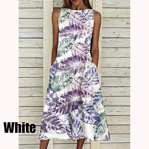 

Women's A Line Dress Midi Dress Blue-2 Purple-2 Purple-1 Blue White Black Short Sleeve Pattern Summer Casual 2021 S M L XL XXL XXXL