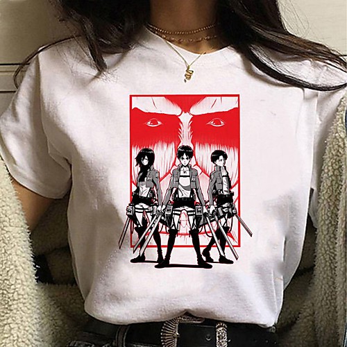 

Inspired by Attack on Titan Cosplay Anime Cartoon Polyester / Cotton Blend Print Harajuku Graphic Kawaii T-shirt For Women's / Men's