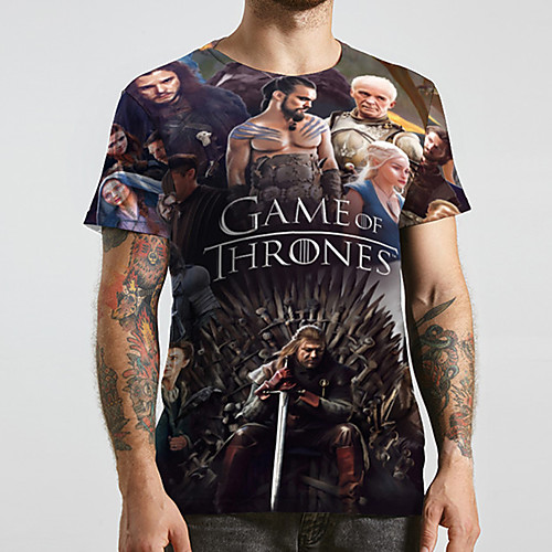 

Men's Unisex Tee T shirt 3D Print Anime Graphic Prints Plus Size Print Short Sleeve Casual Tops Basic Designer Big and Tall Brown