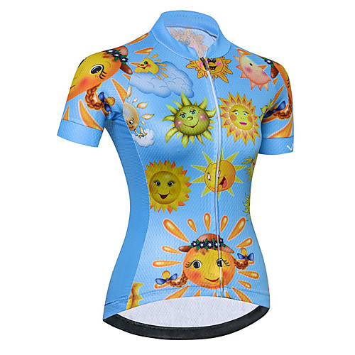 

21Grams Women's Short Sleeve Cycling Jersey Summer Spandex Polyester BlueYellow Bike Jersey Top Mountain Bike MTB Road Bike Cycling Quick Dry Moisture Wicking Breathable Sports Clothing Apparel