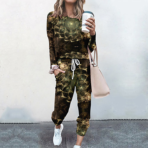 

Women's Basic Streetwear Floral 3D Print Print Vacation Casual / Daily Two Piece Set Tracksuit T shirt Pant Loungewear Drawstring Print Tops