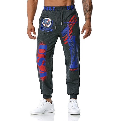 

Men's Sweatpants Sports Sports Casual Leisure Sports Pants Sweatpants Pants Graphic Prints Full Length Black Blue Dark Gray