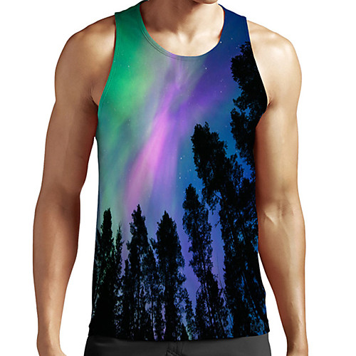 

Men's Unisex Tank Top Undershirt 3D Print Graphic Prints Tree Plus Size Print Sleeveless Casual Tops Basic Fashion Designer Breathable Purple