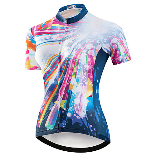 

21Grams Women's Short Sleeve Cycling Jersey Summer Spandex Polyester Blue Rainbow Stars Bike Jersey Top Mountain Bike MTB Road Bike Cycling Quick Dry Moisture Wicking Breathable Sports Clothing