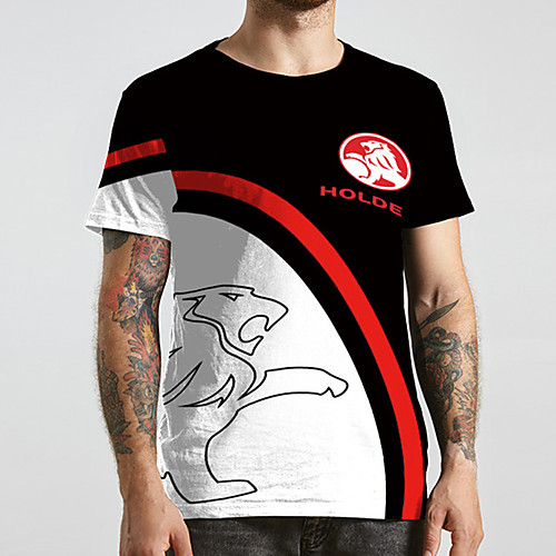 

Men's Unisex Tee T shirt 3D Print Graphic Prints Lion Plus Size Print Short Sleeve Casual Tops Basic Designer Big and Tall Black / White