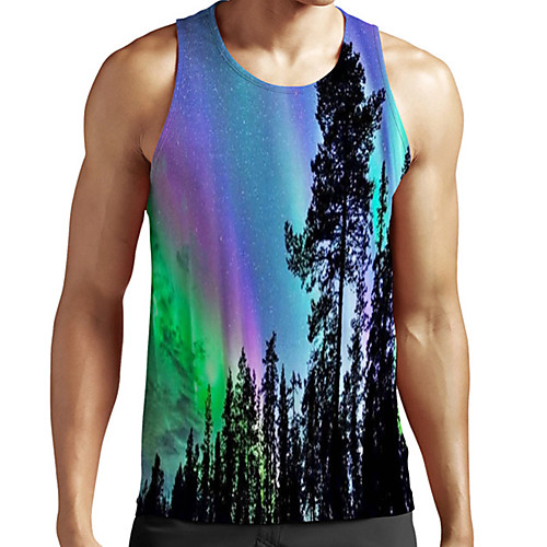 

Men's Unisex Tank Top Undershirt 3D Print Scenery Graphic Prints Plus Size Print Sleeveless Casual Tops Basic Fashion Designer Breathable Blue
