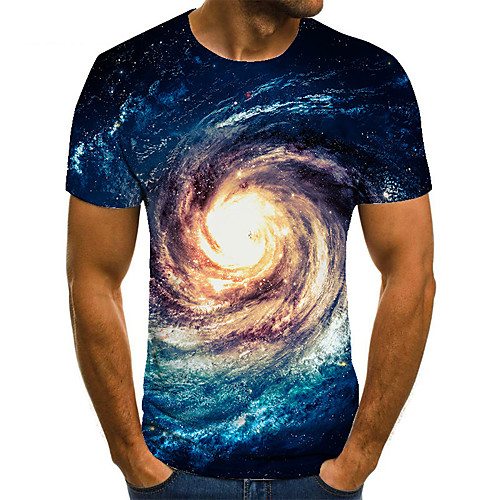 

Men's Unisex Tee T shirt 3D Print Galaxy Graphic Prints Plus Size Print Short Sleeve Casual Tops Basic Fashion Designer Big and Tall Blue