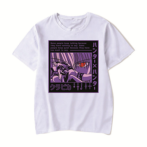 

Men's Unisex Tee T shirt Hot Stamping Anime Graphic Prints Plus Size HUNTERXHUNTER Print Short Sleeve Casual Tops Cotton Basic Designer Big and Tall White Black Red