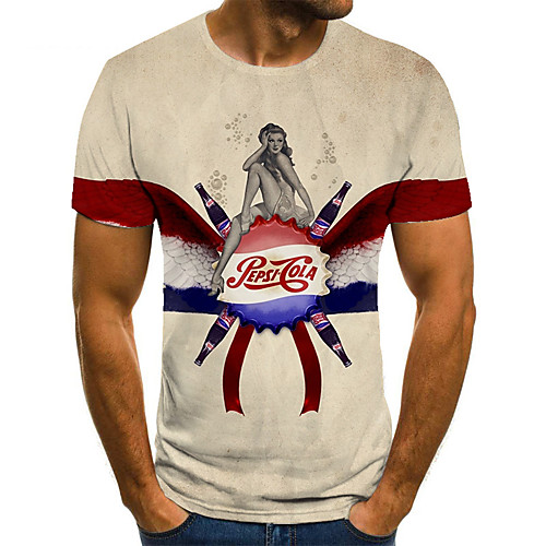 

Men's Unisex Tee T shirt Shirt 3D Print Graphic Prints Human Bottle cap Plus Size Print Short Sleeve Casual Tops Basic Fashion Designer Big and Tall Round Neck Yellow