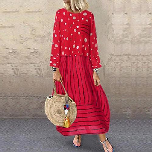 

Women's Swing Dress Maxi long Dress Yellow White Red Long Sleeve Solid Color Spring Summer Casual / Daily 2021 Large size L Large size XL Large size 2XL Large size 3XL M