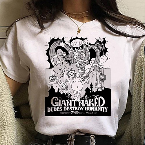 

Inspired by Attack on Titan Cosplay Anime Cartoon Polyester / Cotton Blend Print Harajuku Graphic Kawaii T-shirt For Women's / Men's