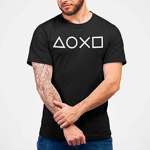 

Men's Unisex Tee T shirt Hot Stamping Graphic Prints Geometry Plus Size Print Short Sleeve Casual Tops Cotton Basic Fashion Designer Big and Tall Black
