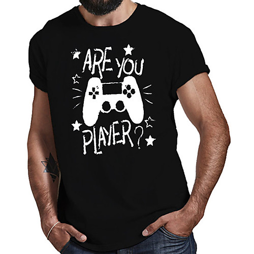 

Men's Unisex Tee T shirt Hot Stamping Graphic Prints Game Console Letter Plus Size Print Short Sleeve Casual Tops Cotton Basic Fashion Designer Big and Tall Black