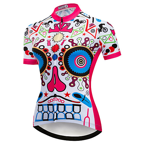 

21Grams Women's Short Sleeve Cycling Jersey Summer Spandex Polyester Red and White Bike Jersey Top Mountain Bike MTB Road Bike Cycling Quick Dry Moisture Wicking Breathable Sports Clothing Apparel