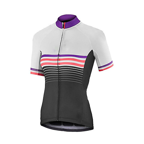 

21Grams Women's Short Sleeve Cycling Jersey Summer Spandex Polyester White Stripes Bike Jersey Top Mountain Bike MTB Road Bike Cycling Quick Dry Moisture Wicking Breathable Sports Clothing Apparel