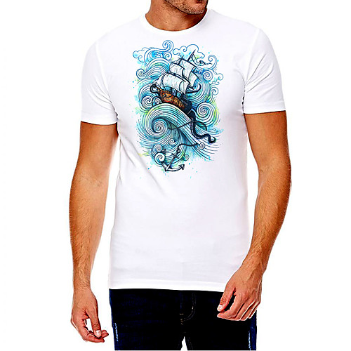 

Men's Unisex Tee T shirt Hot Stamping Graphic Prints Rudder Plus Size Print Short Sleeve Casual Tops Cotton Basic Fashion Designer Big and Tall White