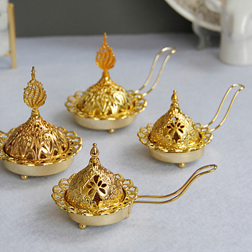 

simple and modern style golden metal incense burner middle east arab hand-held incense burner candle holder dual-use one delivery