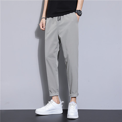 

Men's Chino Daily Chinos Pants Plain Full Length Black Light Grey