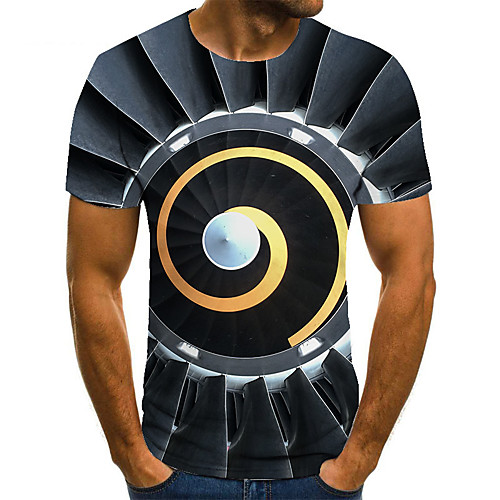 

Men's Unisex Tee T shirt 3D Print Graphic Prints Spiral Stripe Plus Size Print Short Sleeve Casual Tops Basic Fashion Designer Big and Tall Gray