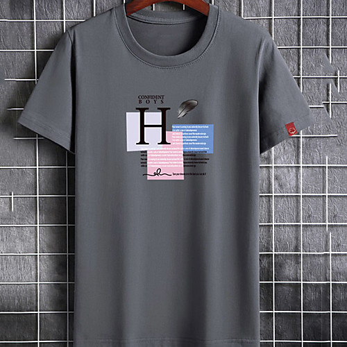 

Men's Unisex Tee T shirt Hot Stamping Graphic Prints Letter Plus Size Print Short Sleeve Casual Tops Cotton Basic Fashion Designer Big and Tall White Black Dark Gray