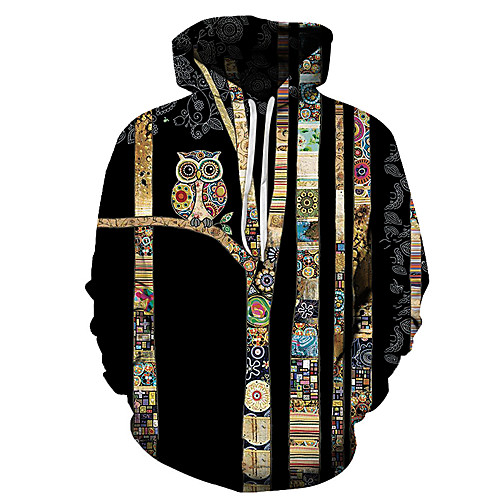 

Men's Unisex Plus Size Pullover Hoodie Sweatshirt Graphic Prints Woodpecker Print Hooded Casual Daily Holiday 3D Print Basic Designer Hoodies Sweatshirts Long Sleeve Orange Black