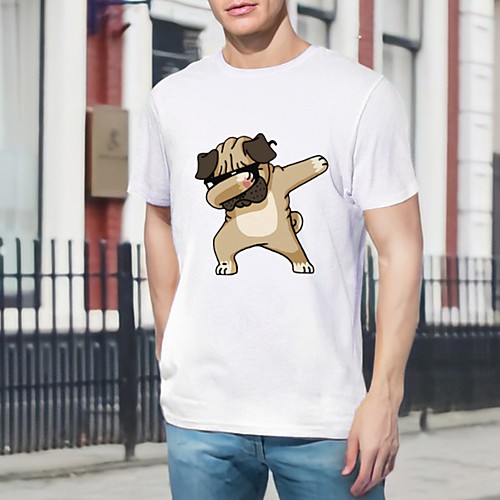 

Men's Unisex T shirt Hot Stamping Animal Plus Size Print Short Sleeve Daily Tops 100% Cotton Basic Casual White Black Blue