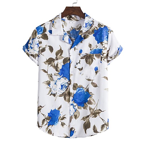 

Men's Shirt Graphic Short Sleeve Casual Tops Simple Black / Red Red / White Blue / White