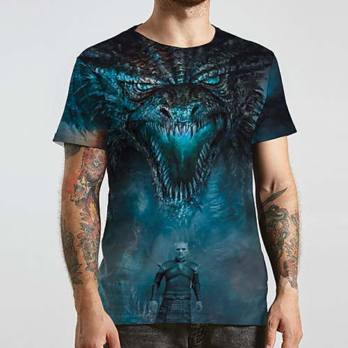 

Men's Unisex Tee T shirt 3D Print Anime Graphic Prints Plus Size Print Short Sleeve Casual Tops Basic Designer Big and Tall Blue