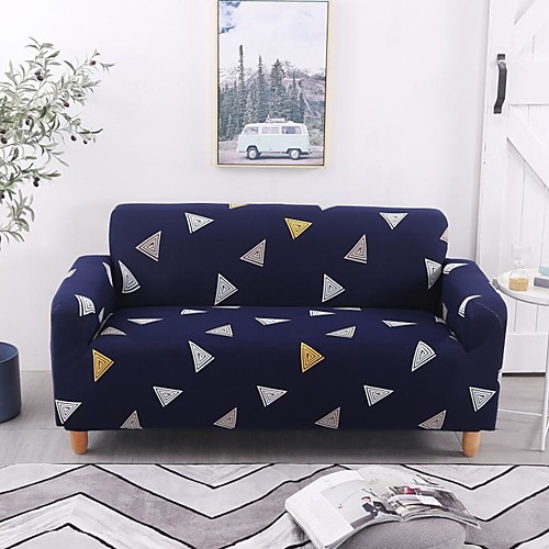 

Navy Triangle Print Dustproof All-powerful Slipcovers Stretch Sofa Cover Super Soft Fabric Couch Cover with One Free Boster Case(Chair/Love Seat/3 Seats/4 Seats)