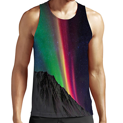 

Men's Unisex Tank Top Undershirt 3D Print Scenery Graphic Prints Plus Size Print Sleeveless Casual Tops Basic Fashion Designer Breathable Rainbow