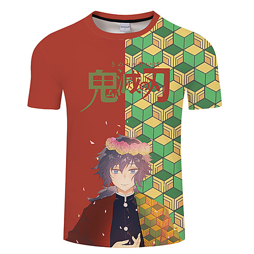 

Men's Unisex Tee T shirt 3D Print Geometric Graphic Prints Character Plus Size 3D Print Print Short Sleeve Casual Tops Basic Designer Big and Tall Black Red Yellow