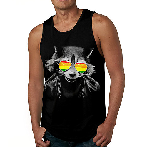 

Men's Tank Top Undershirt 3D Print Graphic Prints Wolf Animal Print Sleeveless Daily Tops Casual Designer Big and Tall Black