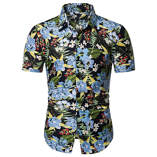 

Men's Shirt Other Prints Floral Short Sleeve Casual Tops Casual Black