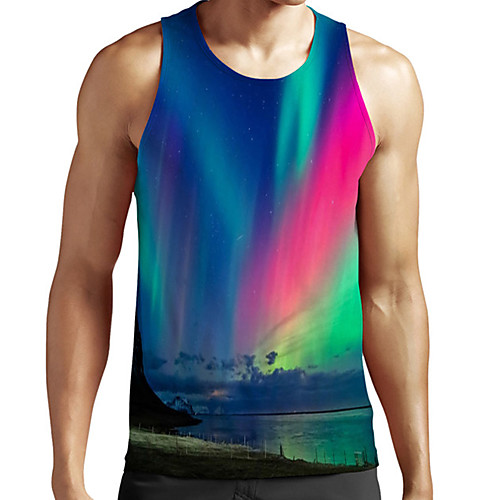 

Men's Unisex Tank Top Undershirt 3D Print Scenery Graphic Prints Plus Size Print Sleeveless Casual Tops Basic Fashion Designer Breathable Blue