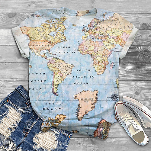 

Women's Plus Size Tops T shirt Graphic Print Short Sleeve Crewneck Basic Blue Big Size XL XXL 3XL 4XL 5XL / Holiday