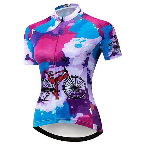 

21Grams Women's Short Sleeve Cycling Jersey Summer Spandex Polyester BluePink Bike Jersey Top Mountain Bike MTB Road Bike Cycling Quick Dry Moisture Wicking Breathable Sports Clothing Apparel