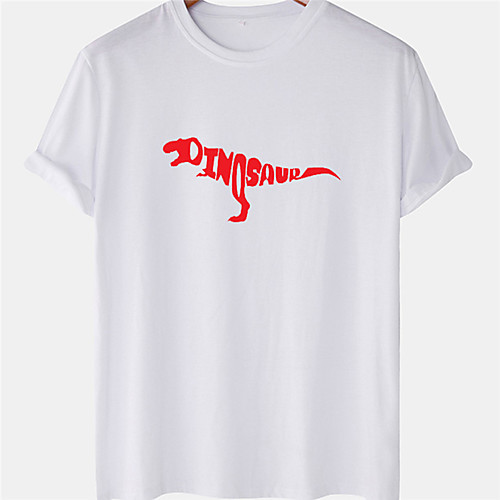 

Men's Unisex Tee T shirt Hot Stamping Graphic Prints Dinosaur Plus Size Short Sleeve Casual Tops 100% Cotton Basic Designer Big and Tall White Black Blue