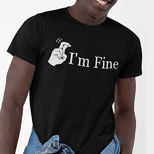 

Men's Unisex Tee T shirt Hot Stamping Graphic Prints Gesture Letter Plus Size Print Short Sleeve Casual Tops Cotton Basic Designer Big and Tall Black