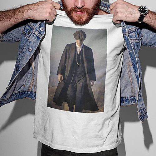 

Men's Unisex Tee T shirt Hot Stamping Graphic Prints Portrait Plus Size Print Short Sleeve Casual Tops Cotton Basic Designer Big and Tall White