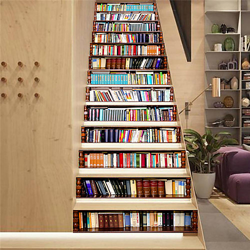 

Creative 3d Staircase Diy Sticker Bookshelf Home Decoration Sticker Waterproof 3d Three-dimensional Wall Sticker 13 Piece Set