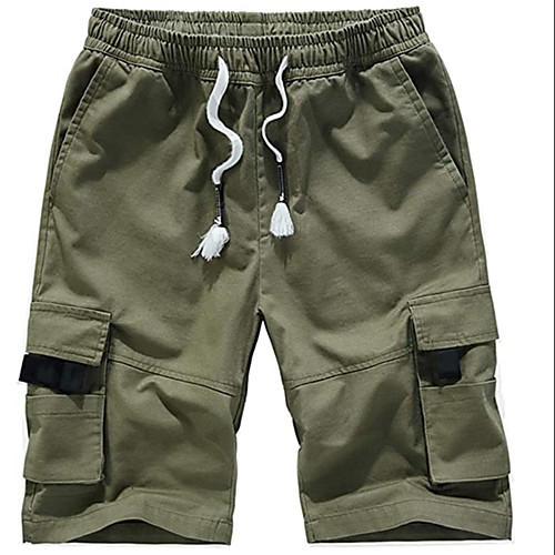 

Men's Shorts Quick Dry Breathable Sports Casual Daily Shorts Pants Solid Color Knee Length Patchwork ArmyGreen Black Khaki