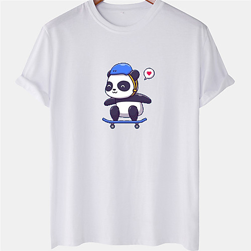 

Men's Unisex Tee T shirt Hot Stamping Graphic Prints Panda Plus Size Short Sleeve Casual Tops 100% Cotton Basic Designer Big and Tall White Black Blue