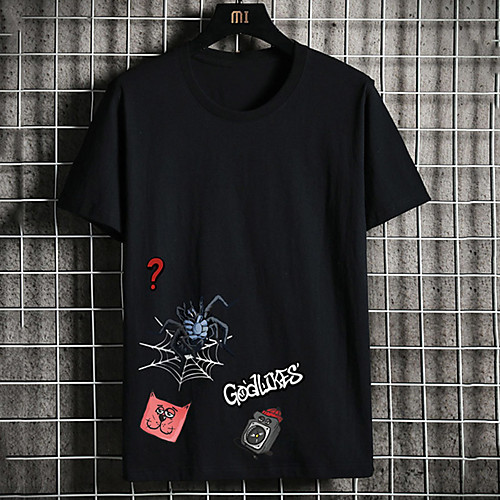 

Men's Unisex Tee T shirt Hot Stamping Graphic Prints Spider Letter Plus Size Print Short Sleeve Casual Tops Cotton Basic Fashion Designer Big and Tall White Black Khaki