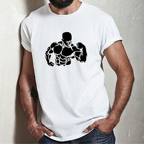 

Men's Unisex Tee T shirt Hot Stamping Graphic Prints Muscle Plus Size Print Short Sleeve Casual Tops Cotton Basic Fashion Designer Big and Tall White